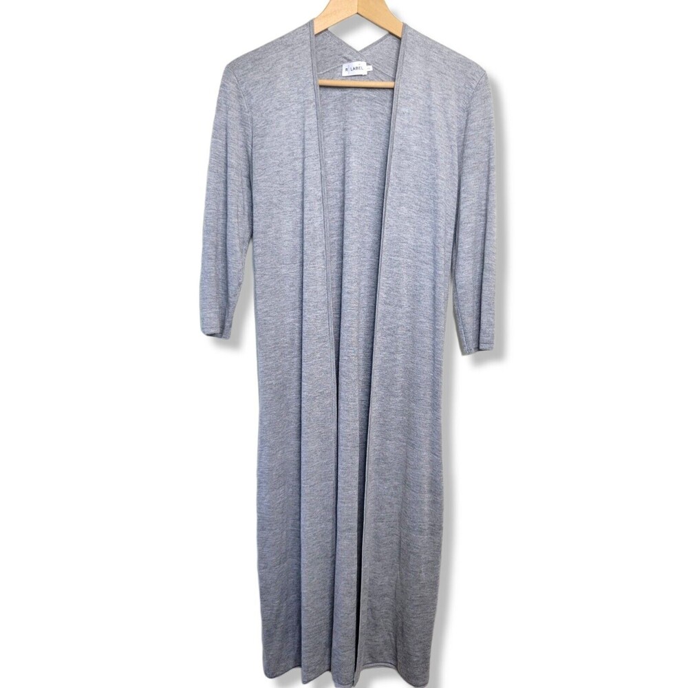 The Reset R Label Grey Cashmere Blend Long Line Duster Cardigan Size XSmall 3/4